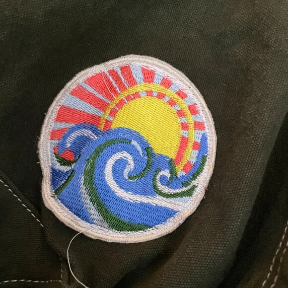 Free People Been There Badge Patch Canvas Tote Bag Sea Serpent Green NEW $128 - Picture 12 of 12